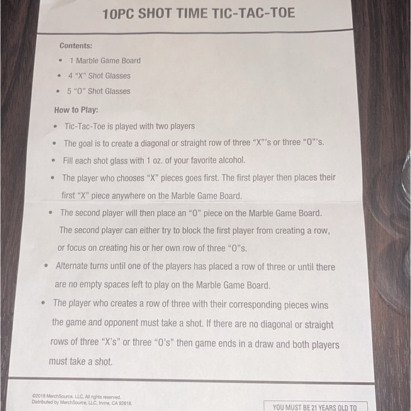 10 Piece Shot Time Tic-Tac-Toe Game - Picture 5 of 7